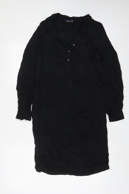 Marks and Spencer Womens Black Viscose A-Line Size 6 V-Neck Button