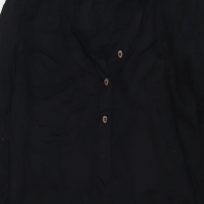 Marks and Spencer Womens Black Viscose A-Line Size 6 V-Neck Button