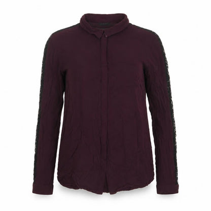 IKKS Womens Purple Viscose Basic Button-Up Size 6 Collared - Lace