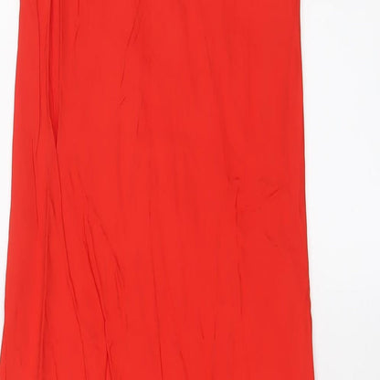 Zara Womens Red Viscose A-Line Size XS Square Neck Pullover