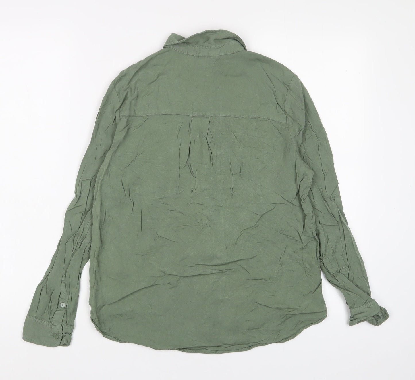 Womens UK Size 6 H&M Green Basic Button-Up