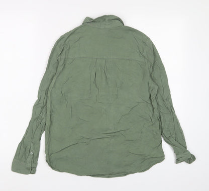 Womens UK Size 6 H&M Green Basic Button-Up