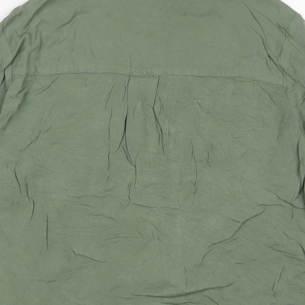 Womens UK Size 6 H&M Green Basic Button-Up