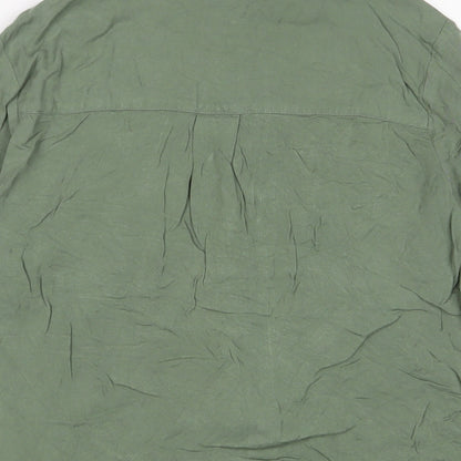 Womens UK Size 6 H&M Green Basic Button-Up