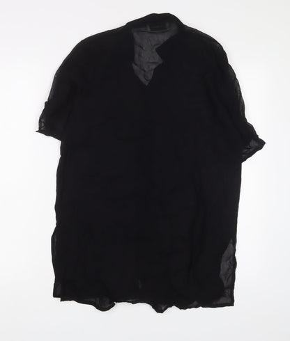 Doris Streich. Womens Black Polyester Basic Button-Up Size 8 Collared