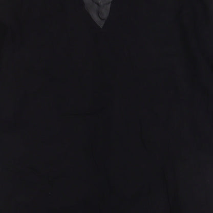 Doris Streich. Womens Black Polyester Basic Button-Up Size 8 Collared