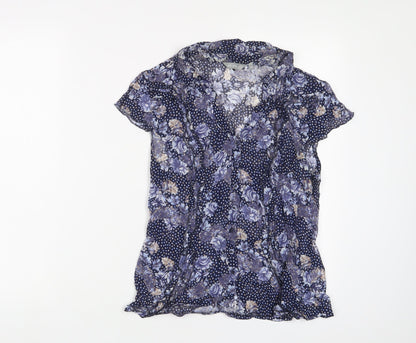 Womens UK Size 14 Per Una Blue Basic Button-Up