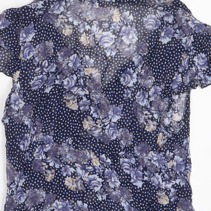 Womens UK Size 14 Per Una Blue Basic Button-Up