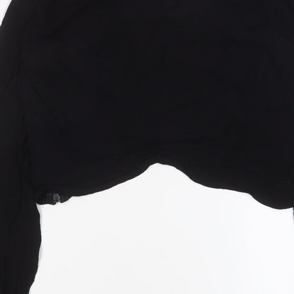 FOREVER 21 Womens Black Viscose Cropped Blouse Size S V-Neck - Embroidered