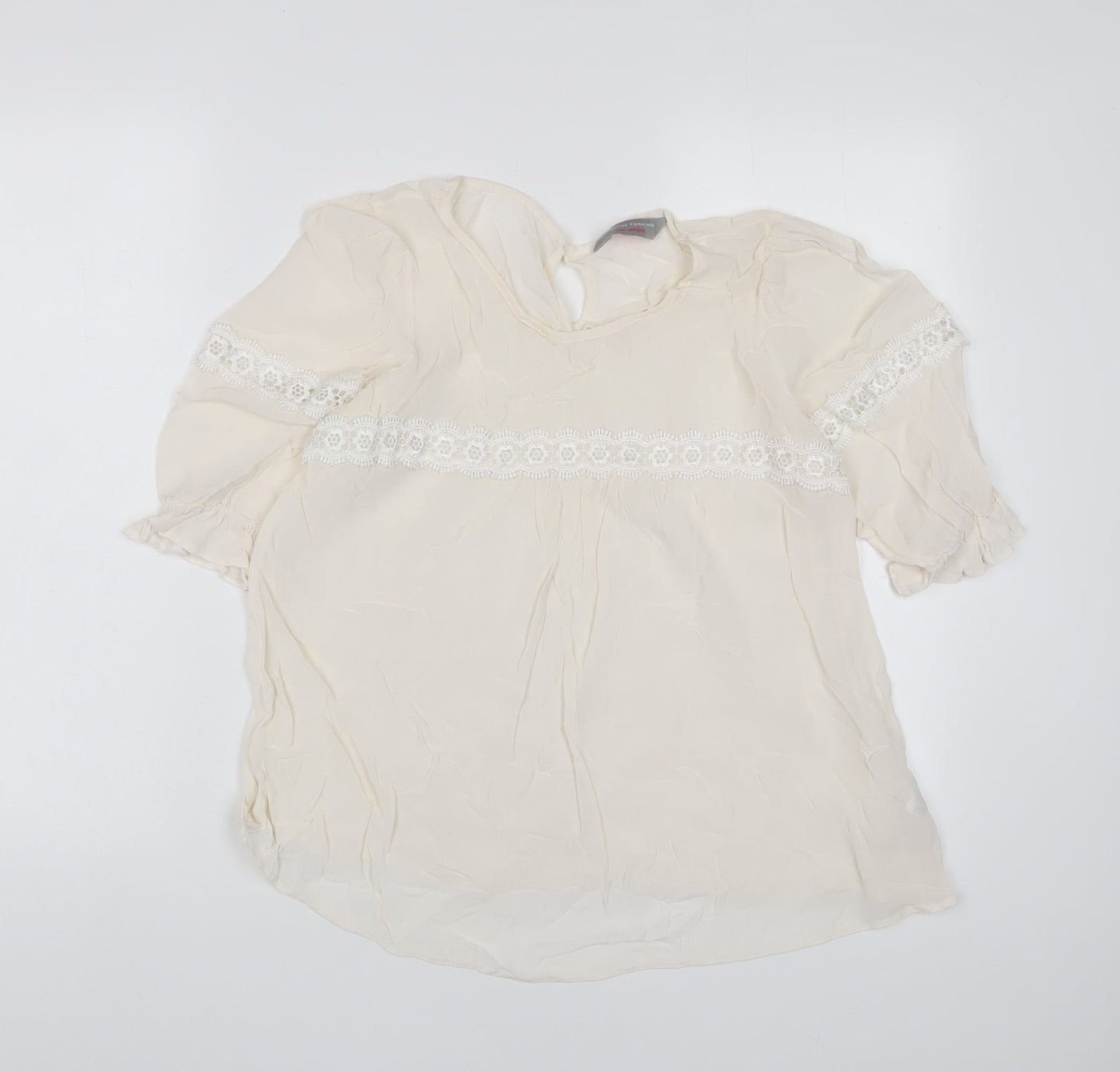 Womens UK Size 12 Dorothy Perkins Beige Basic T-Shirt