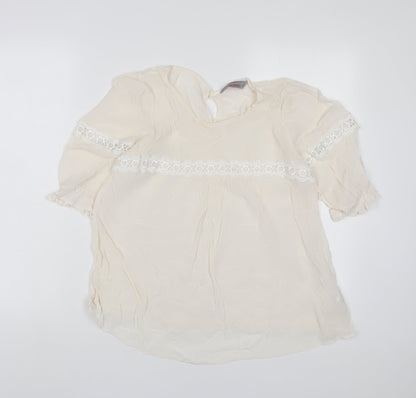 Womens UK Size 12 Dorothy Perkins Beige Basic T-Shirt