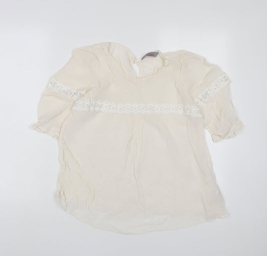 Womens UK Size 12 Dorothy Perkins Beige Basic T-Shirt