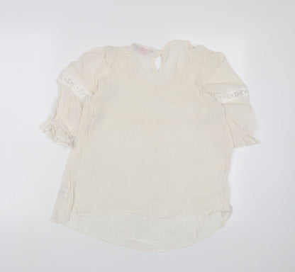Womens UK Size 12 Dorothy Perkins Beige Basic T-Shirt