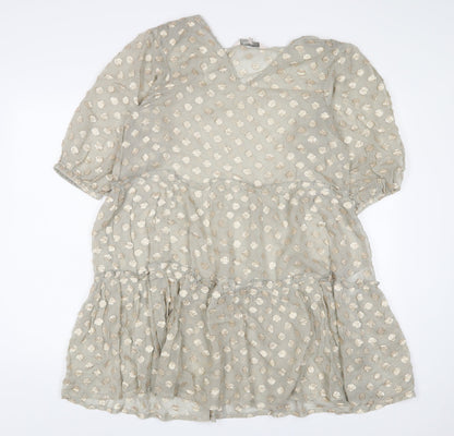 Part Two Womens Brown Polka Dot Viscose A-Line Size 34 V-Neck Pullover