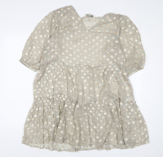 Part Two Womens Brown Polka Dot Viscose A-Line Size 34 V-Neck Pullover