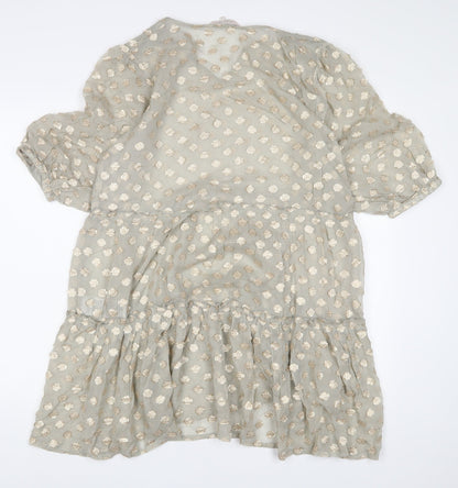 Part Two Womens Brown Polka Dot Viscose A-Line Size 34 V-Neck Pullover