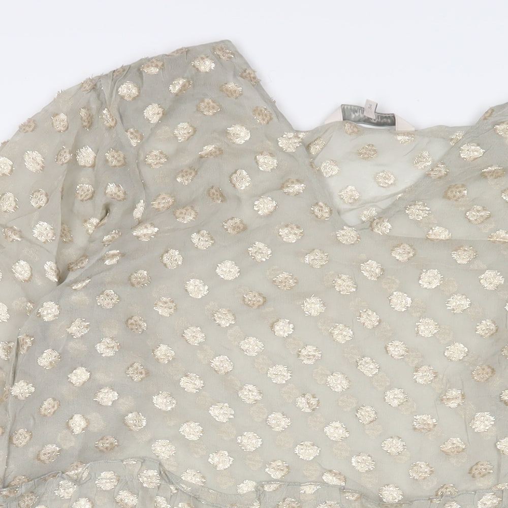 Part Two Womens Brown Polka Dot Viscose A-Line Size 34 V-Neck Pullover