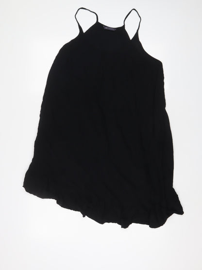 Marks and Spencer Womens Black Viscose A-Line Size 12 Scoop Neck Pullover - Pleated