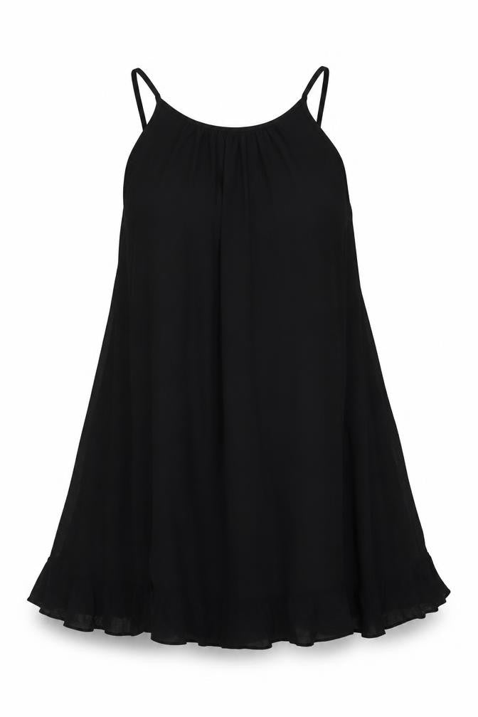 Marks and Spencer Womens Black Viscose A-Line Size 12 Scoop Neck Pullover - Pleated