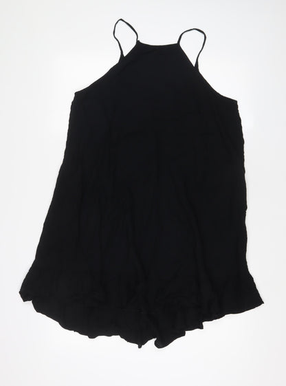 Marks and Spencer Womens Black Viscose A-Line Size 12 Scoop Neck Pullover - Pleated