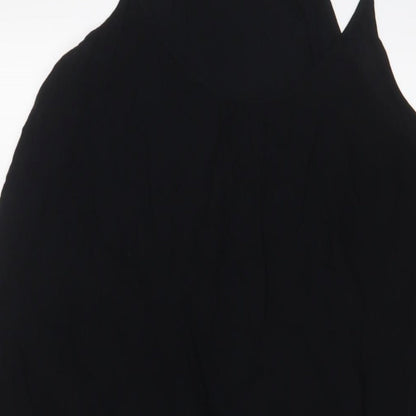 Marks and Spencer Womens Black Viscose A-Line Size 12 Scoop Neck Pullover - Pleated