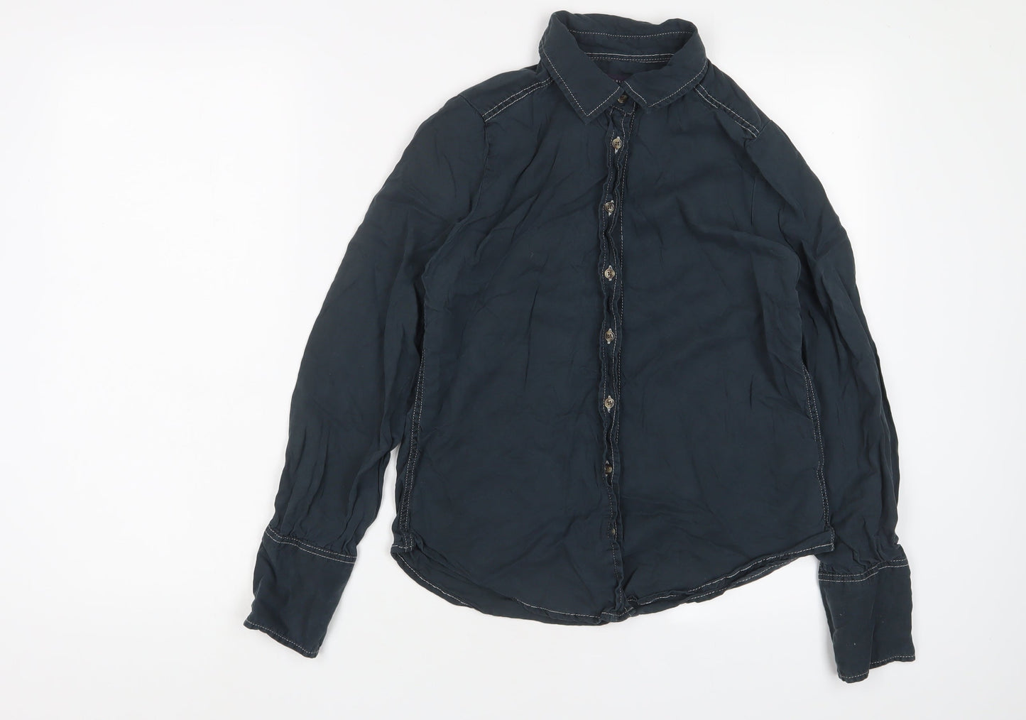 Womens UK Size 6 Marks and Spencer Blue Basic Button-Up