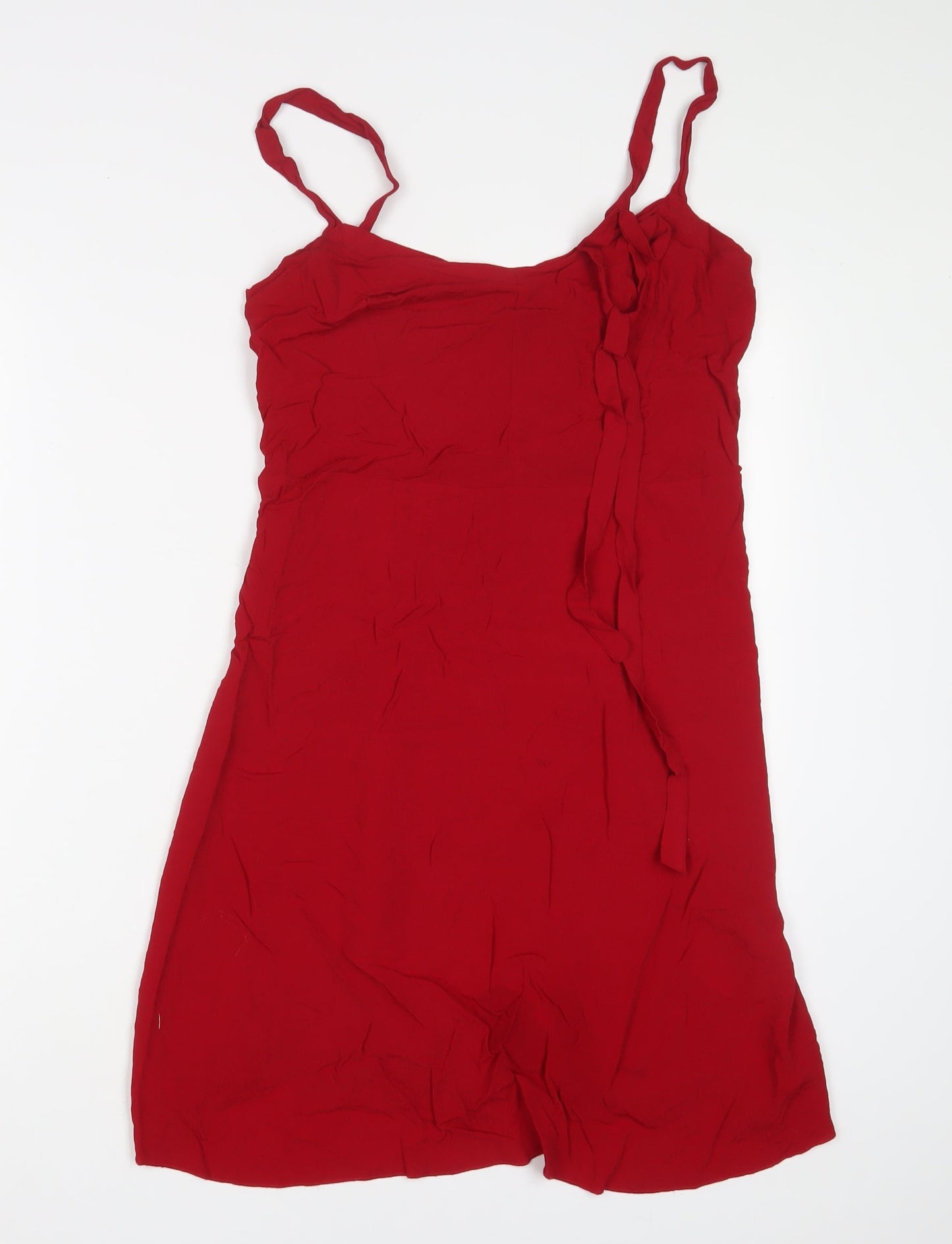 Lala foi Womens Red Viscose A-Line Size S Scoop Neck Zip