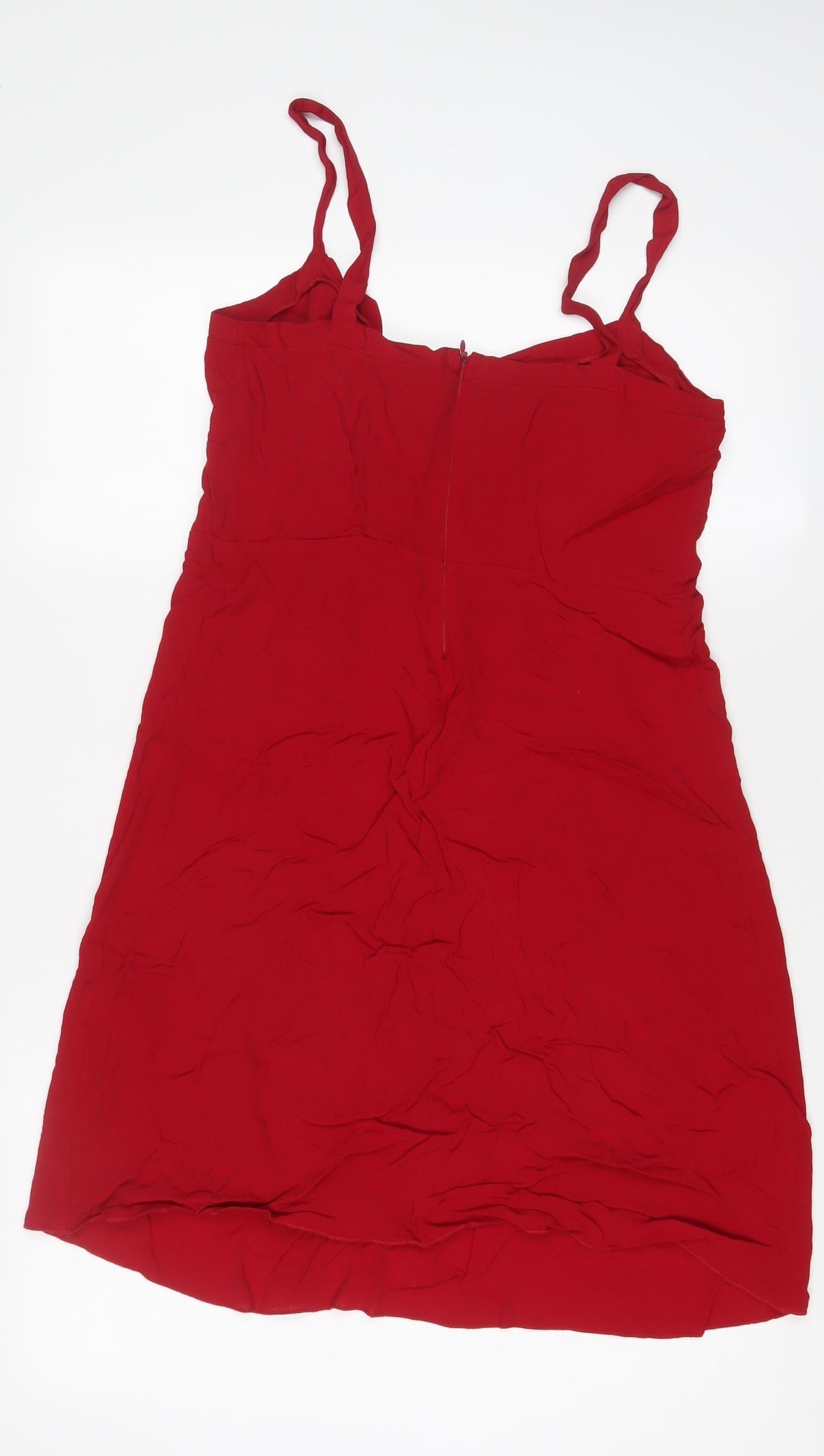Lala foi Womens Red Viscose A-Line Size S Scoop Neck Zip