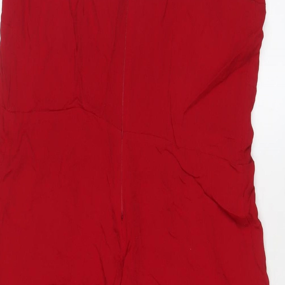 Lala foi Womens Red Viscose A-Line Size S Scoop Neck Zip