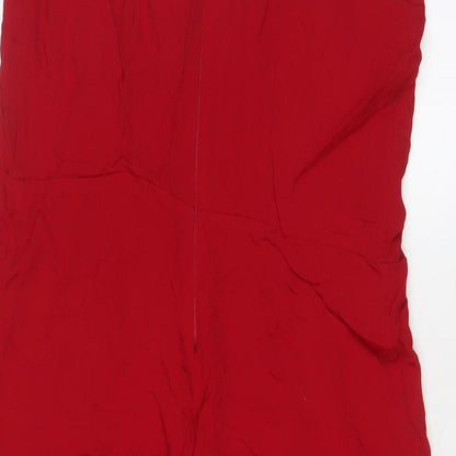 Lala foi Womens Red Viscose A-Line Size S Scoop Neck Zip