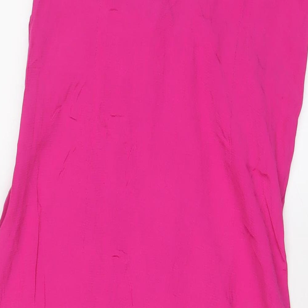 Zara Womens Pink Viscose A-Line Size L V-Neck Pullover - Pleated