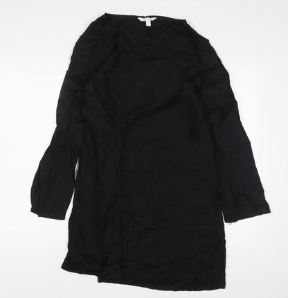 H&M Womens Black Viscose A-Line Size 8 Crew Neck Pullover - Pleated