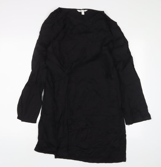 H&M Womens Black Viscose A-Line Size 8 Crew Neck Pullover - Pleated