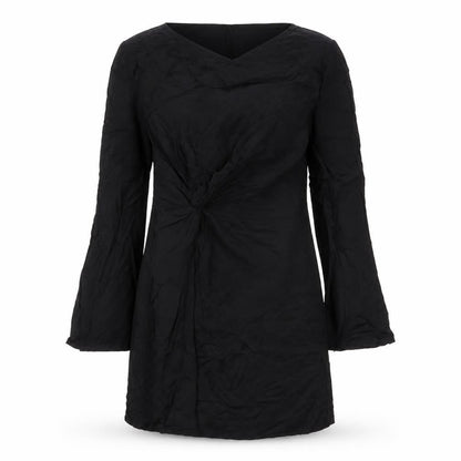 H&M Womens Black Viscose A-Line Size 8 Crew Neck Pullover - Pleated