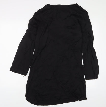 H&M Womens Black Viscose A-Line Size 8 Crew Neck Pullover - Pleated