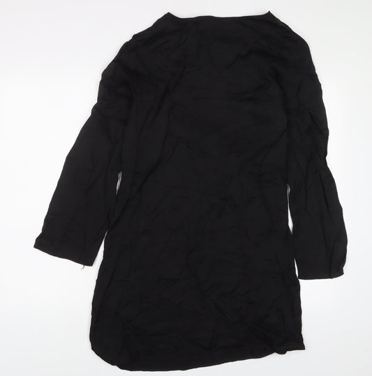 H&M Womens Black Viscose A-Line Size 8 Crew Neck Pullover - Pleated