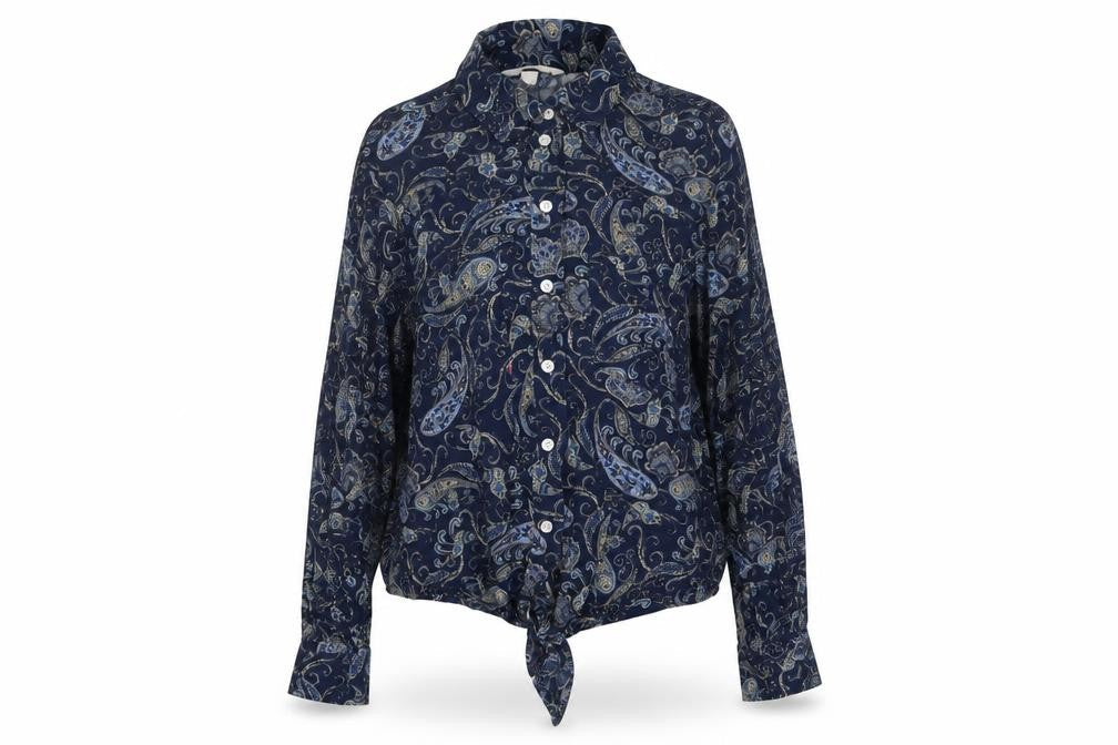 Womens UK Size 10 H&M Blue Basic Button-Up