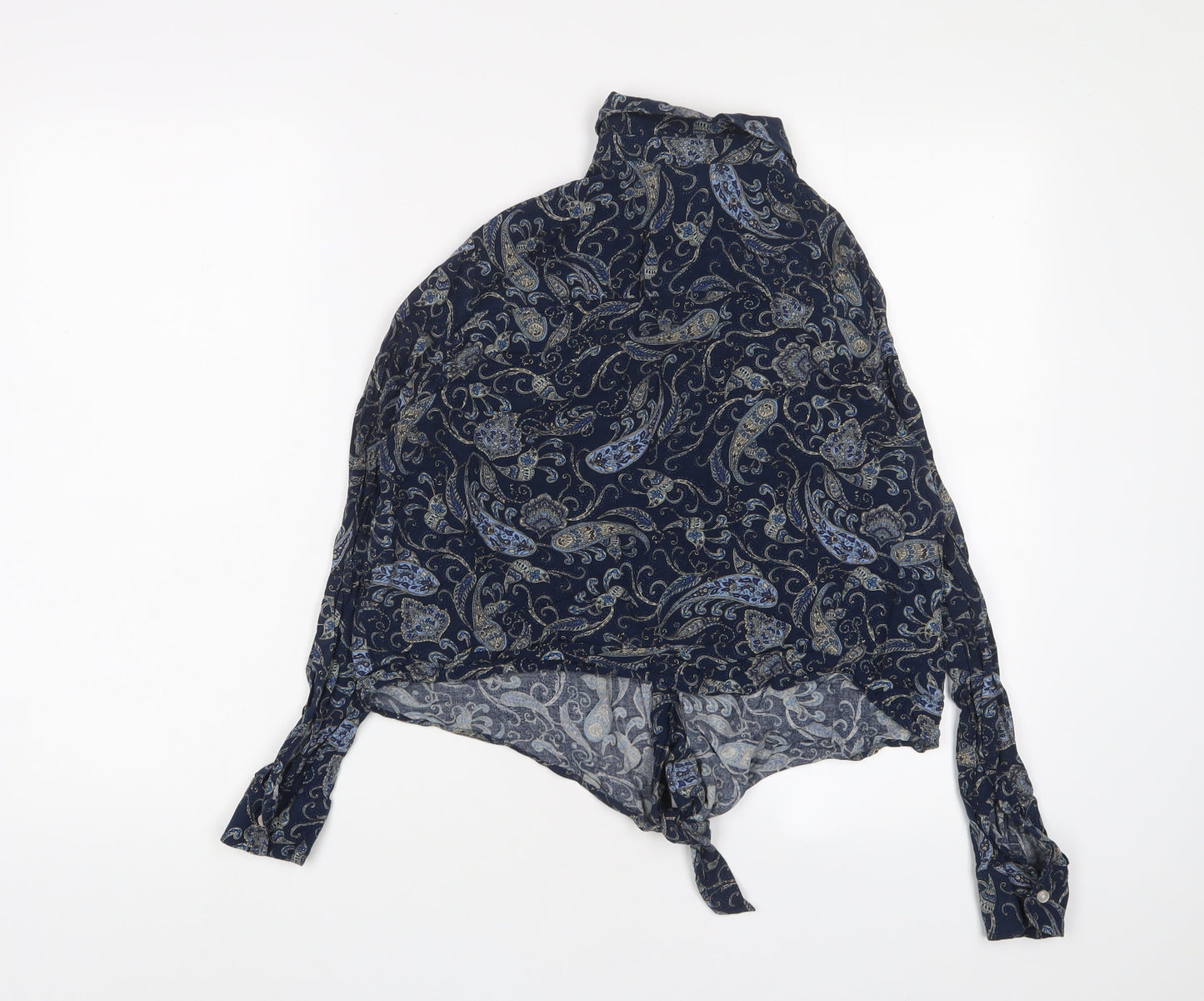Womens UK Size 10 H&M Blue Basic Button-Up