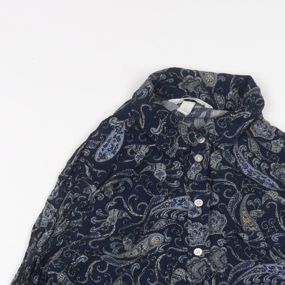 Womens UK Size 10 H&M Blue Basic Button-Up