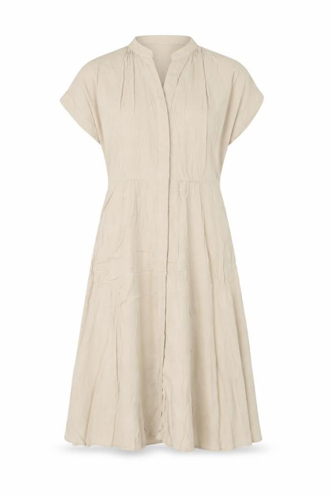 H&M Womens Beige Viscose A-Line Size S V-Neck Button