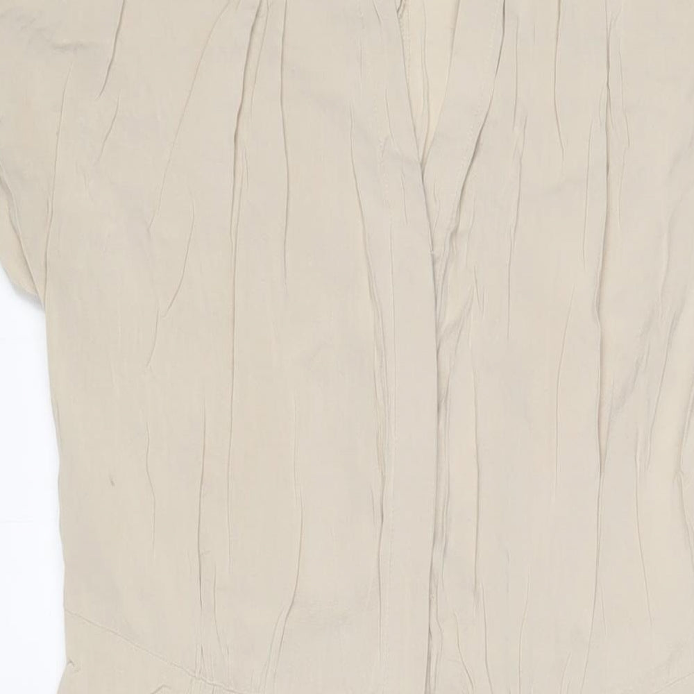 H&M Womens Beige Viscose A-Line Size S V-Neck Button