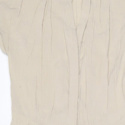 H&M Womens Beige Viscose A-Line Size S V-Neck Button