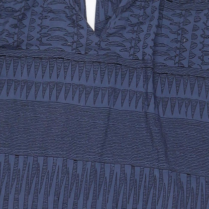 Saint Tropez Clothing Womens Blue Geometric Viscose A-Line Size L V-Neck Pullover