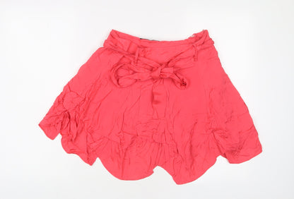 Dorothy Perkins Womens Pink Viscose A-Line Skirt Size 10 - Belted