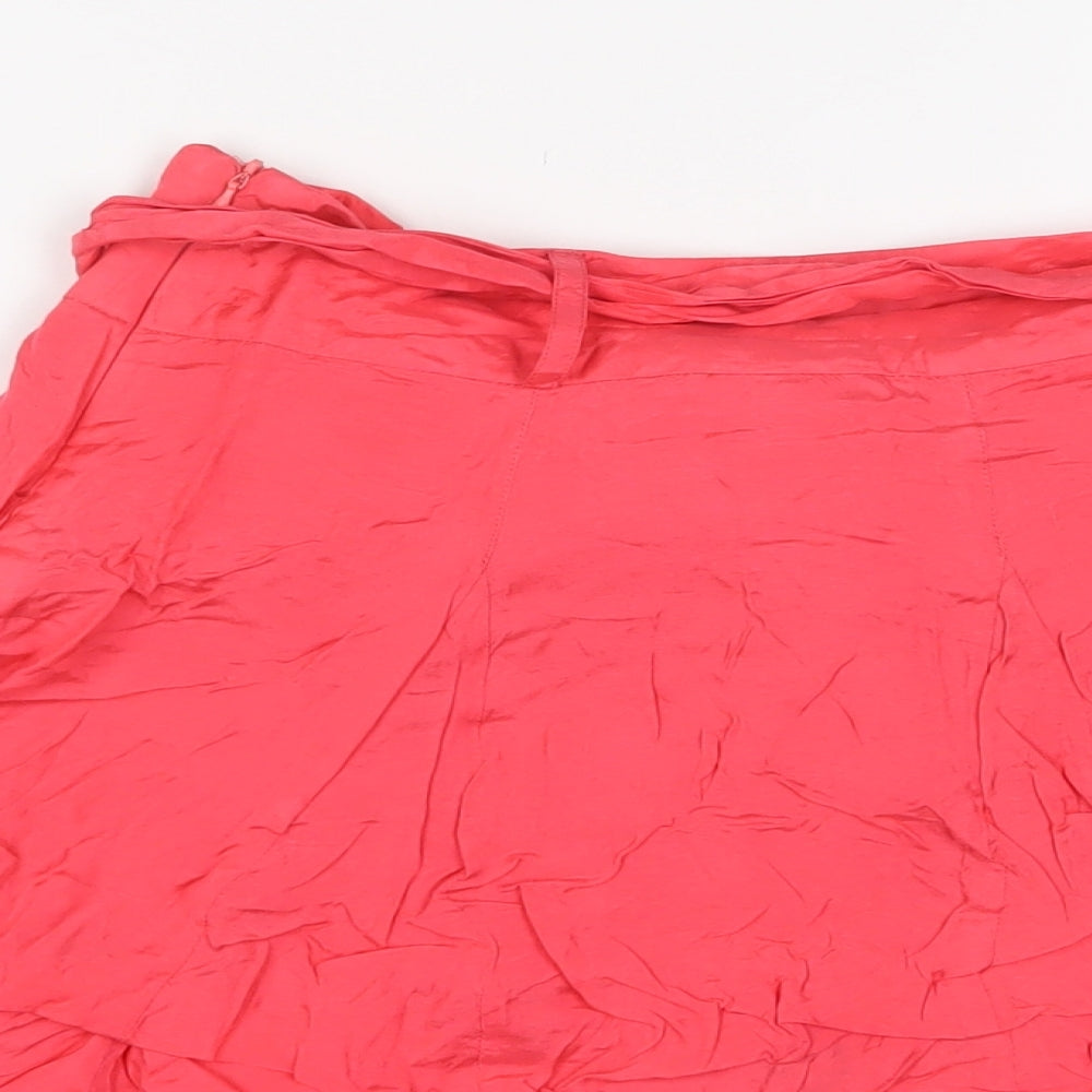 Dorothy Perkins Womens Pink Viscose A-Line Skirt Size 10 - Belted