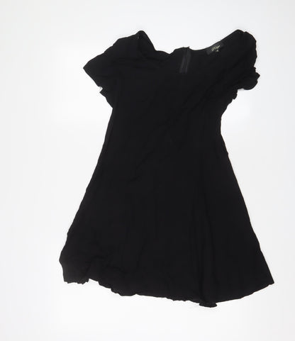 Rage Womens Black Viscose A-Line Size 14 Scoop Neck Zip