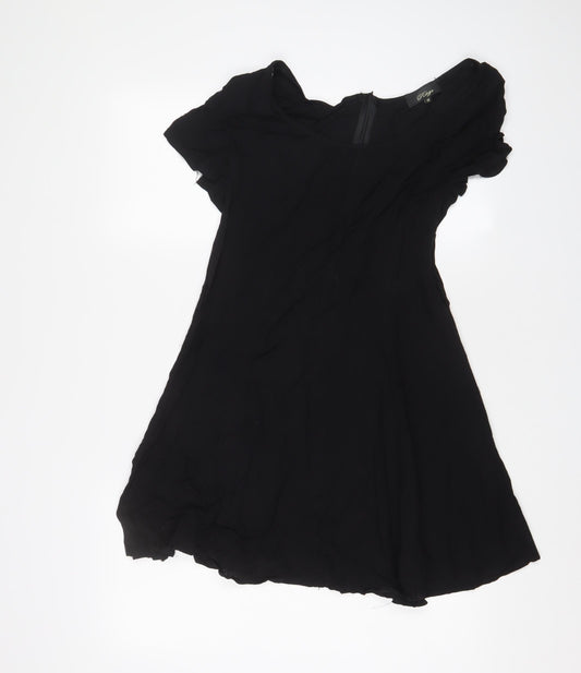 Rage Womens Black Viscose A-Line Size 14 Scoop Neck Zip