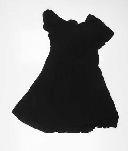 Rage Womens Black Viscose A-Line Size 14 Scoop Neck Zip