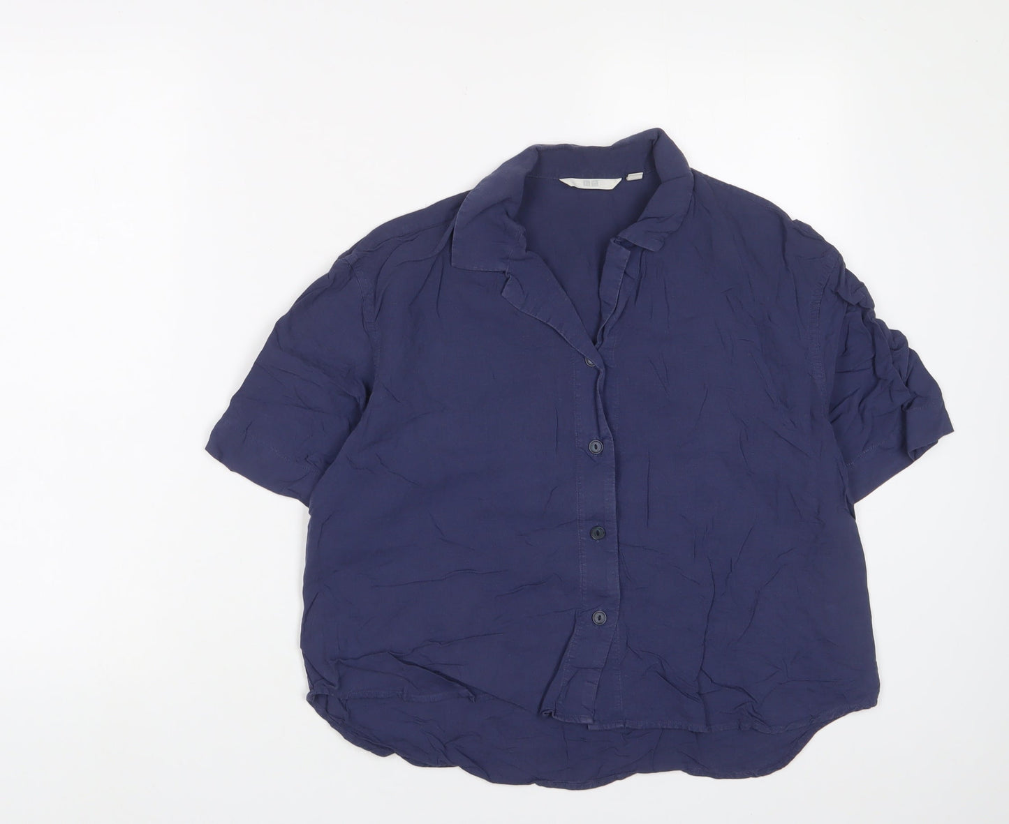Womens UK Size S Uniqlo Blue Basic Button-Up