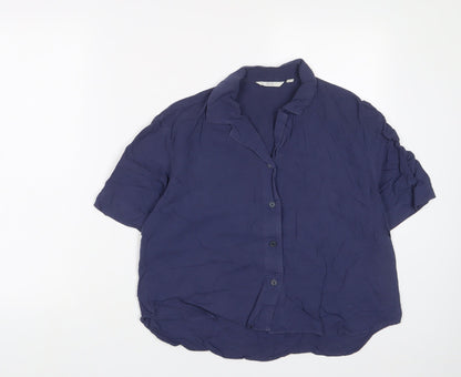 Womens UK Size S Uniqlo Blue Basic Button-Up